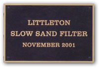 Plaque - Littleton Slow Sand Filter, November 2001